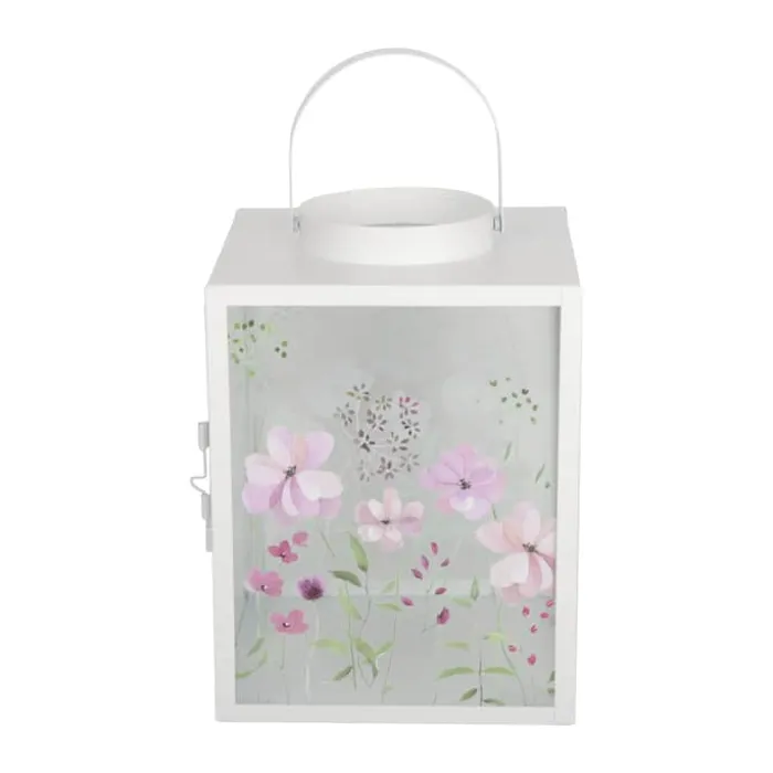 CASA Living Lanterne H 25 x B 18 x L 18 cm - Jern/glas - Hvid