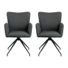 CASA Living Laura Spisebordsstol - 2 stk. H 86 x B 57,5 x D 61,5 - Metal/stof - Mørkegrå/sort