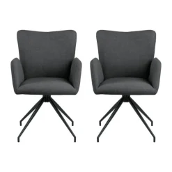 CASA Living Laura Spisebordsstol - 2 stk. H 86 x B 57,5 x D 61,5 - Metal/stof - Mørkegrå/sort