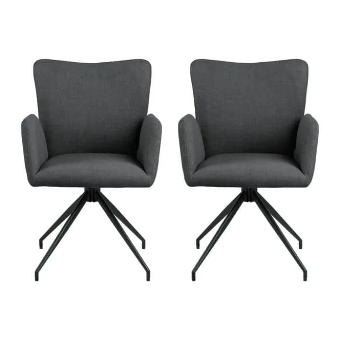 CASA Living Laura Spisebordsstol - 2 stk. H 86 x B 57,5 x D 61,5 - Metal/stof - Mørkegrå/sort