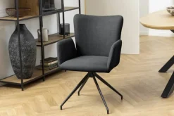 CASA Living Laura Spisebordsstol - 2 stk. H 86 x B 57,5 x D 61,5 - Metal/stof - Mørkegrå/sort
