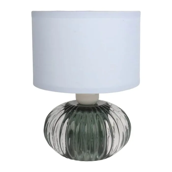 CASA Living LED Bordlampe Ø 13,5 x H 19,2 cm - Glas/stof - Blå