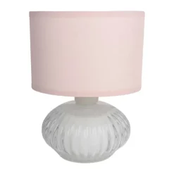 CASA Living LED Bordlampe Ø 13,5 x H 19,2 cm - Glas/stof - Rosa