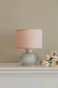CASA Living LED Bordlampe Ø 13,5 x H 19,2 cm - Glas/stof - Rosa