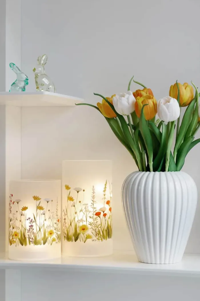 CASA Living LED Lampe Ø 12 x H 18 cm - Glas/plastik - Hvid