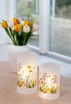 CASA Living LED Lampe Ø 12 x H 23 cm - Glas/plastik - Hvid