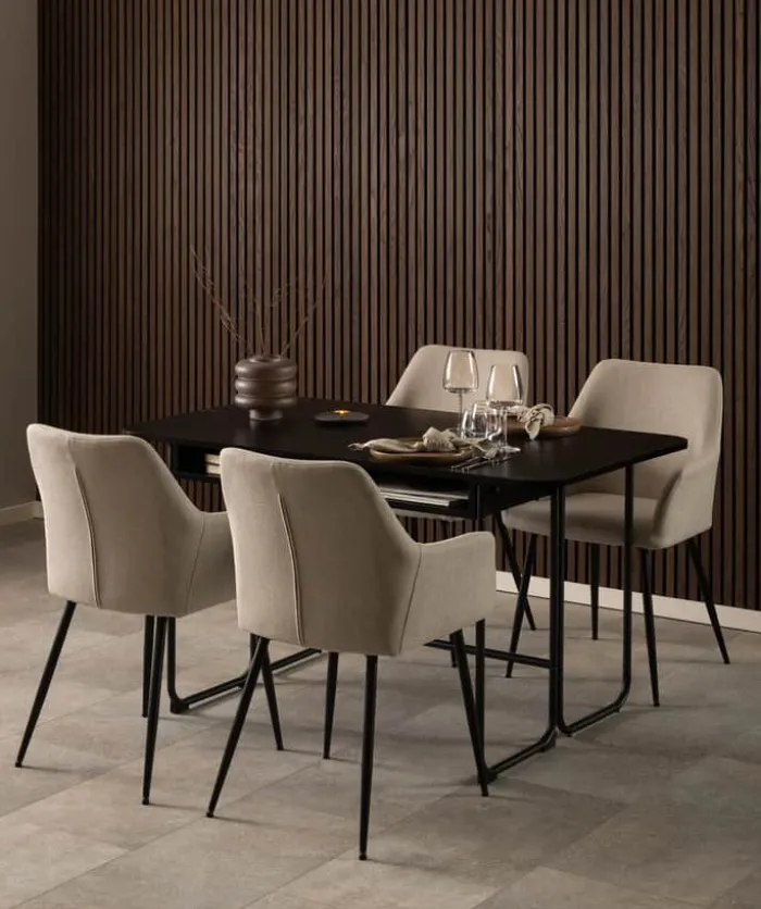 CASA Living Lizzy Spisebordsstol - 2 stk H 85 x B 59 x D 59 cm - Stof/stål - Beige