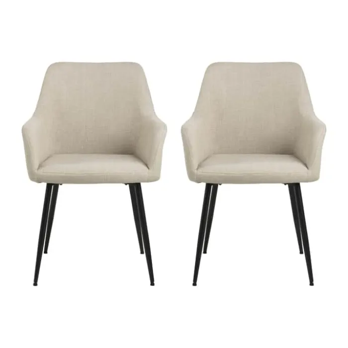 CASA Living Lizzy Spisebordsstol - 2 stk H 85 x B 59 x D 59 cm - Stof/stål - Beige