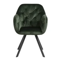 CASA Living Lola Spisebordsstol H 81,5 x B 57,5 x D 48,5 cm - Velour - Skovgrøn