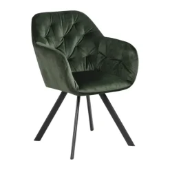 CASA Living Lola Spisebordsstol H 81,5 x B 57,5 x D 48,5 cm - Velour - Skovgrøn
