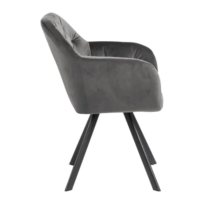 CASA Living Lola Spisebordsstol H 81,5 x B 57,5 x D 48,5 cm - Velour - Mørkegrå
