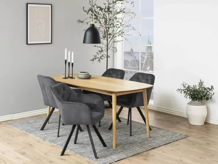 CASA Living Lola Spisebordsstol H 81,5 x B 57,5 x D 48,5 cm - Velour - Mørkegrå