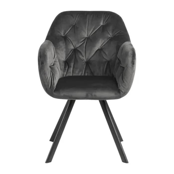 CASA Living Lola Spisebordsstol H 81,5 x B 57,5 x D 48,5 cm - Velour - Mørkegrå