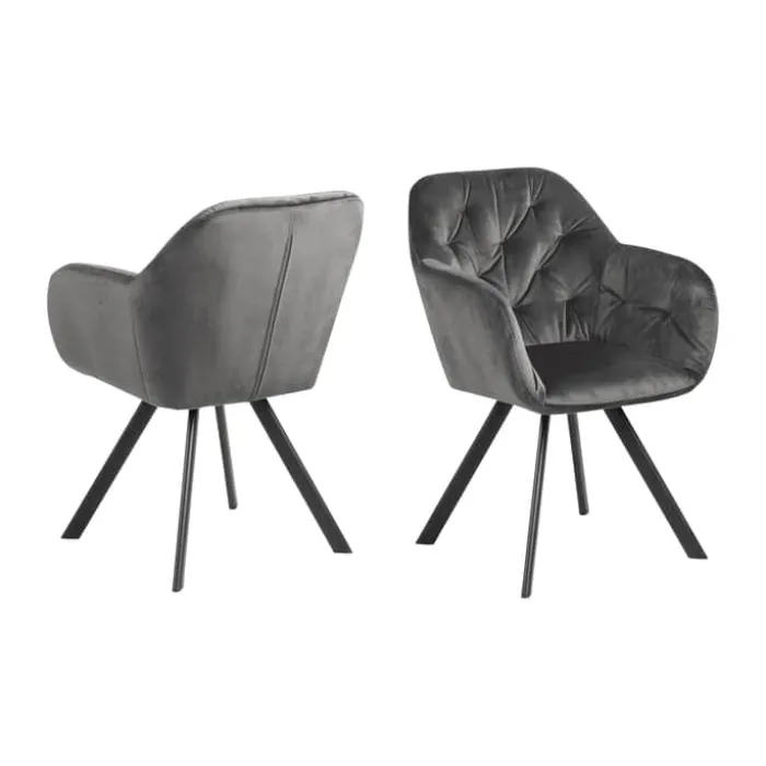 CASA Living Lola Spisebordsstol H 81,5 x B 57,5 x D 48,5 cm - Velour - Mørkegrå