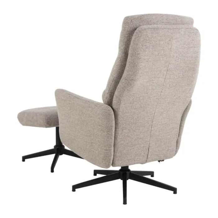CASA Living London Recliner med fodskammel H 112 x B 75 x D 83 cm - Stof/stål - Beige