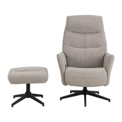 CASA Living London Recliner med fodskammel H 112 x B 75 x D 83 cm - Stof/stål - Beige