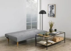 CASA Living Lucca Sovesofa H 74 x B 180 x D 86 cm - Stof/gummitræ - Lysegrå