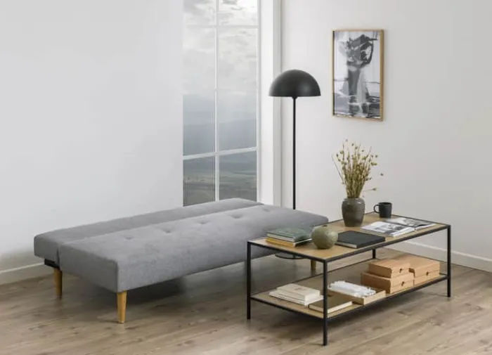 CASA Living Lucca Sovesofa H 74 x B 180 x D 86 cm - Stof/gummitræ - Lysegrå