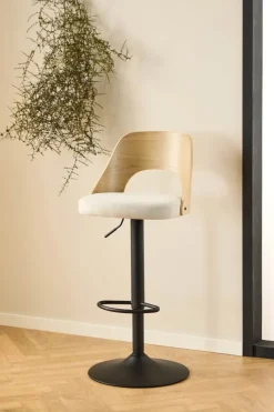 CASA Living Lucy Barstol - 2 stk H 113 x B 47 x D 50,5 cm - Metal/stof/træ - Beige/sort