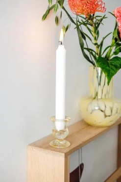 CASA Living Lysestage H 6,5 cm - Glas - Gul