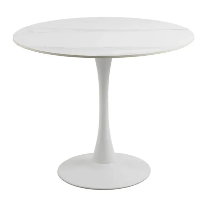 CASA Living Malta Spisebord Ø 90 x H 75 cm - Keramik/metal - White Unico/hvid