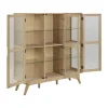 CASA Living Marte Vitrineskab H 148 x B 140 x L 40 cm - Egetræsfinér - Hvid