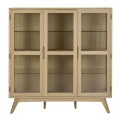 CASA Living Marte Vitrineskab H 148 x B 140 x L 40 cm - Egetræsfinér - Hvid