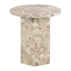 CASA Living Naxos Hjørnebord Ø 50 x H 50 cm - Marmor - Beige