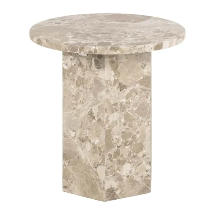 CASA Living Naxos Hjørnebord Ø 50 x H 50 cm - Marmor - Beige