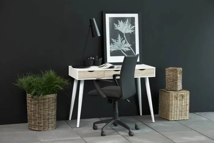 CASA Living Neptun Skrivebord H 77,1 x B 110 x D 50 cm - Melamin/metal - Natur/hvid