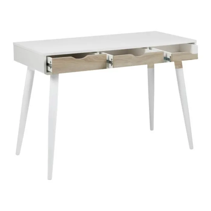 CASA Living Neptun Skrivebord H 77,1 x B 110 x D 50 cm - Melamin/metal - Natur/hvid