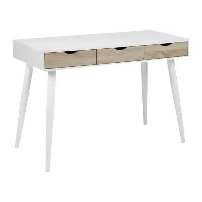 CASA Living Neptun Skrivebord H 77,1 x B 110 x D 50 cm - Melamin/metal - Natur/hvid
