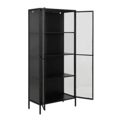 CASA Living Newcastle Vitrine H 180 x B 80 x D 40 cm - Glas/metal - Sort
