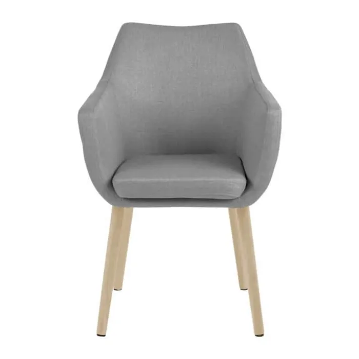CASA Living Nora Spisebordsstol H 84 x B 58 x D 58 cm - Egetræ/stof - Lysegrå/lys natur