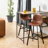 CASA Living Oregon Barstol - 2 stk H 103 x B 46,5 x D 50 cm - Metal/kunstlæder - Brun/sort/beige