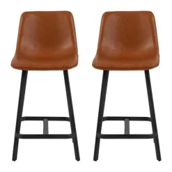 CASA Living Oregon Barstol - 2 stk H 91,5 x B 43,5 x D 50 cm - Metal/kunstlæder - Brun/sort/beige