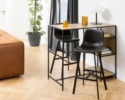 CASA Living Oregon Barstol - 2 stk H 103 x B 46,5 x D 50 cm - Metal/kunstlæder - Sort