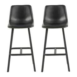 CASA Living Oregon Barstol - 2 stk H 103 x B 46,5 x D 50 cm - Metal/kunstlæder - Sort