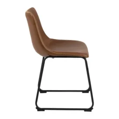CASA Living Oregon Spisebordsstol - 2 stk. H 78,5 x B 48 x L 56 cm - Imiteret læder/stål - Cognac