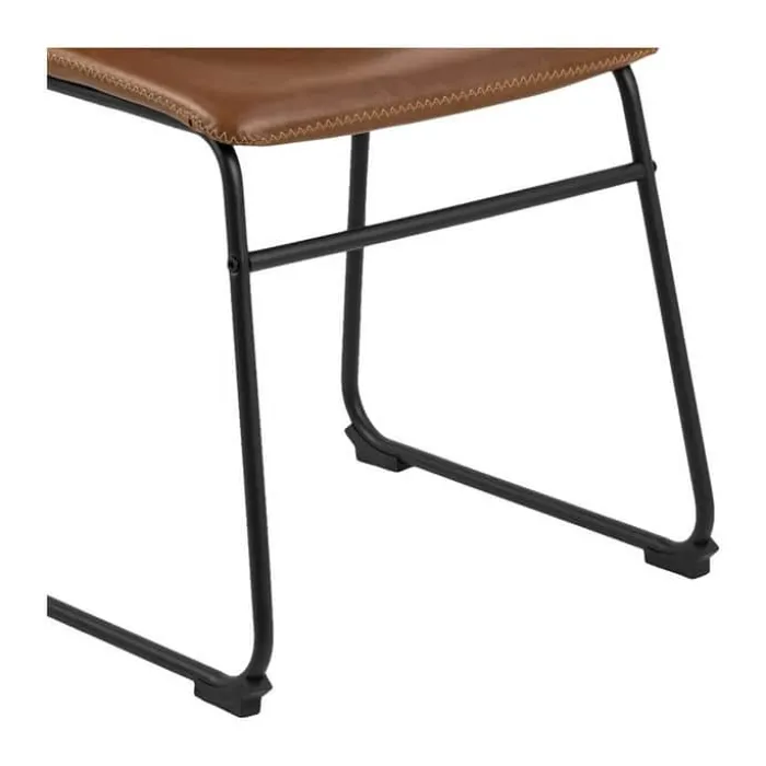 CASA Living Oregon Spisebordsstol - 2 stk. H 78,5 x B 48 x L 56 cm - Imiteret læder/stål - Cognac