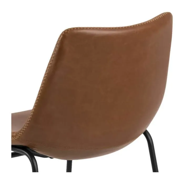 CASA Living Oregon Spisebordsstol - 2 stk. H 78,5 x B 48 x L 56 cm - Imiteret læder/stål - Cognac