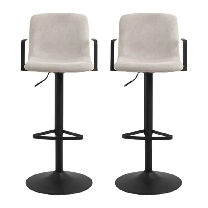 CASA Living Pablo Barstol - 2 stk H 114 x B 50 x D 53 cm - Caso-stof/stål - Beige