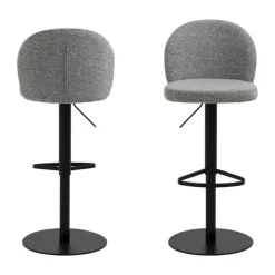 CASA Living Patricia Barstol H 109 x B 44 x D 50 cm - Metal/stof - Grå/sort