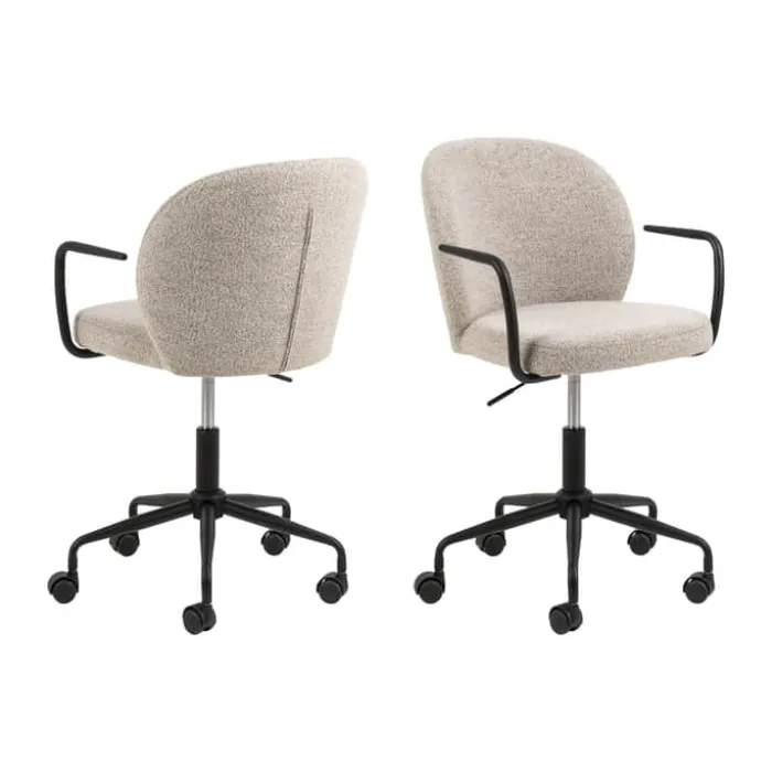 CASA Living Patricia Skrivebordsstol H 93,5 x B 59 x D 50 cm - Stof/stål - Beige