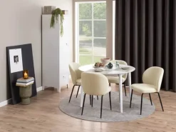 CASA Living Patricia Spisebordsstol - 2 stk. H 82 x B 52 x D 57,5 cm - Metal/stof - Creme/sort