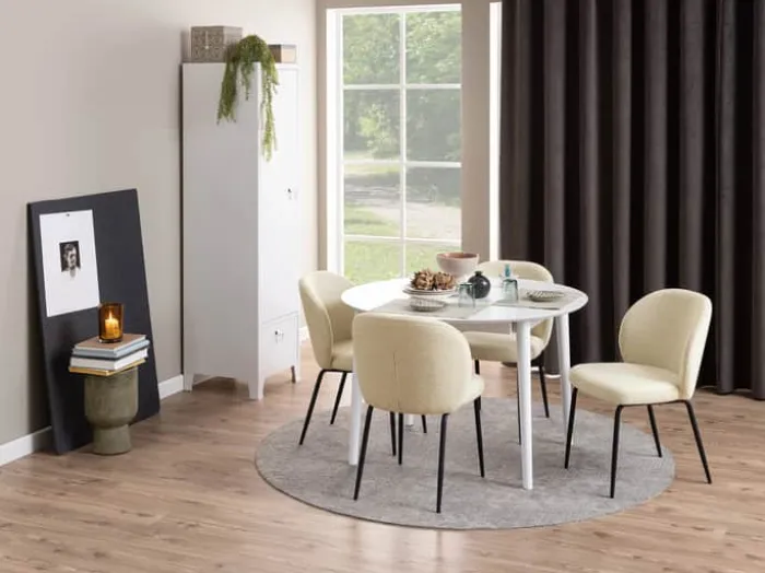 CASA Living Patricia Spisebordsstol - 2 stk. H 82 x B 52 x D 57,5 cm - Metal/stof - Creme/sort