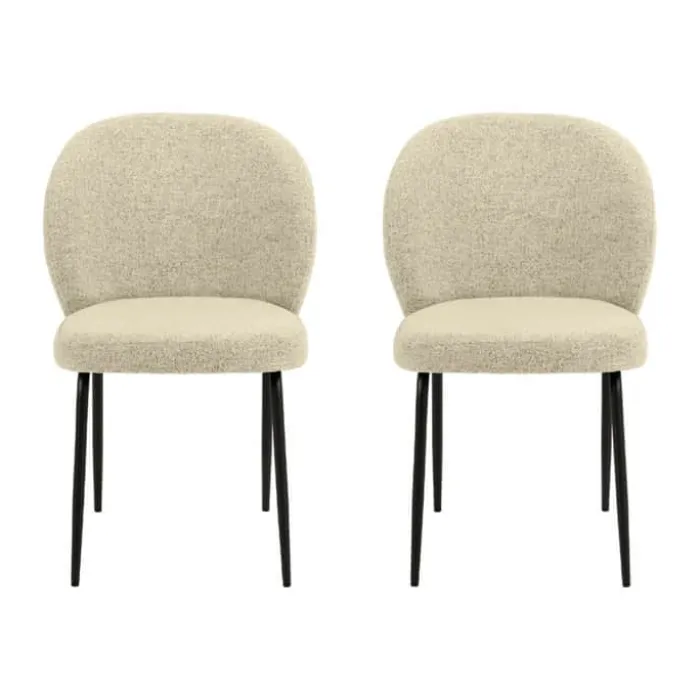CASA Living Patricia Spisebordsstol - 2 stk. H 82 x B 52 x D 57,5 cm - Metal/stof - Creme/sort