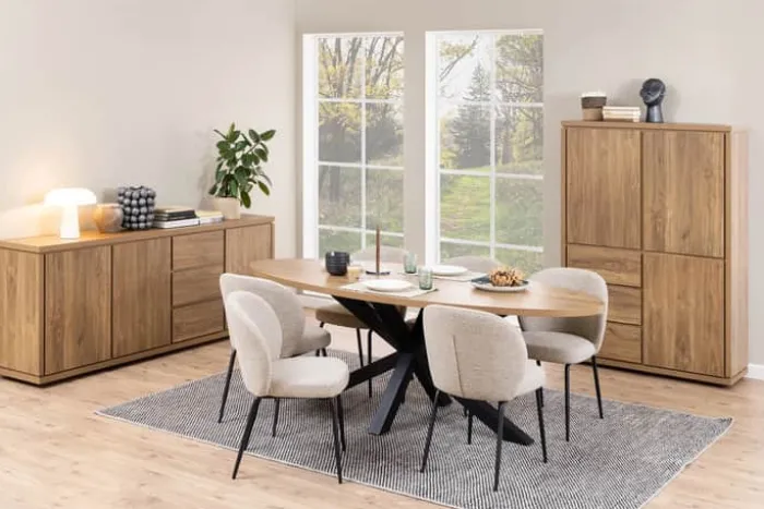 CASA Living Patricia Spisebordsstol - 2 stk. H 82 x B 52 x D 57,5 cm - Metal/stof - Beige/sort