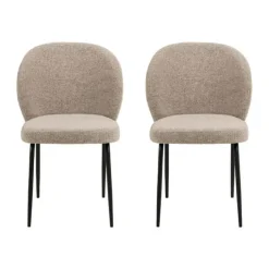 CASA Living Patricia Spisebordsstol - 2 stk. H 82 x B 52 x D 57,5 cm - Metal/stof - Beige/sort