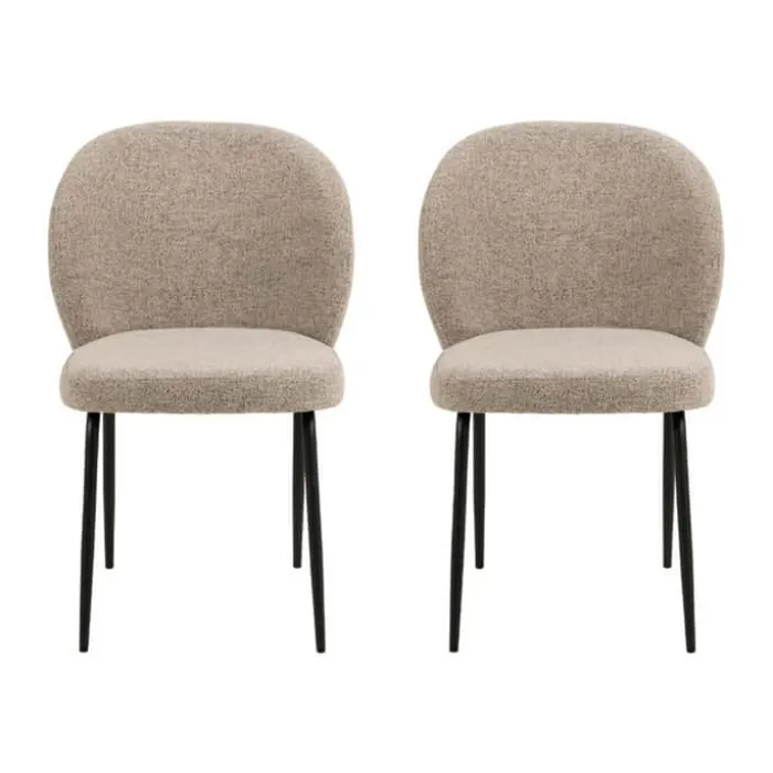 CASA Living Patricia Spisebordsstol - 2 stk. H 82 x B 52 x D 57,5 cm - Metal/stof - Beige/sort